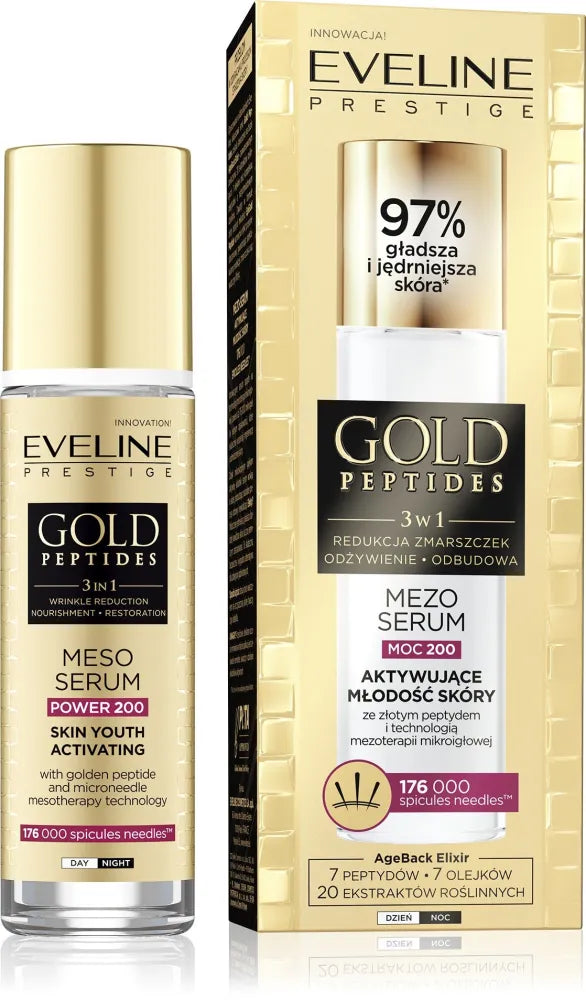 EVELINE Gold Peptides 3-in-1 skin youth activating meso-serum (strength 200) 30 ml - Kosmetika