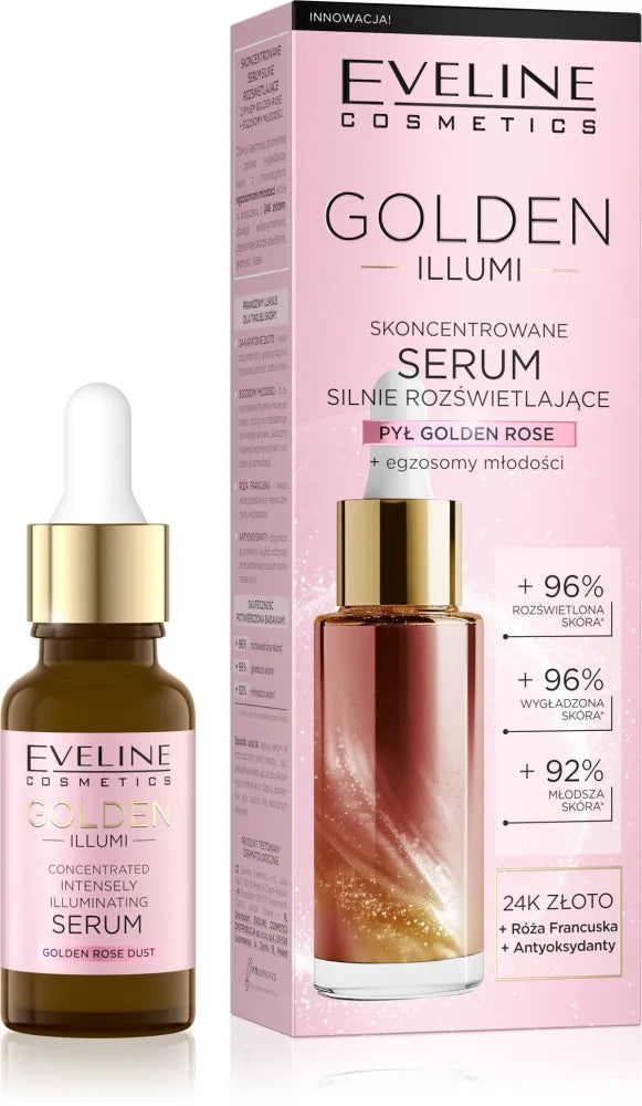 EVELINE Golden Illumi Concentrated Strongly Illuminating Serum with rose dust 18 ml - Kosmetika