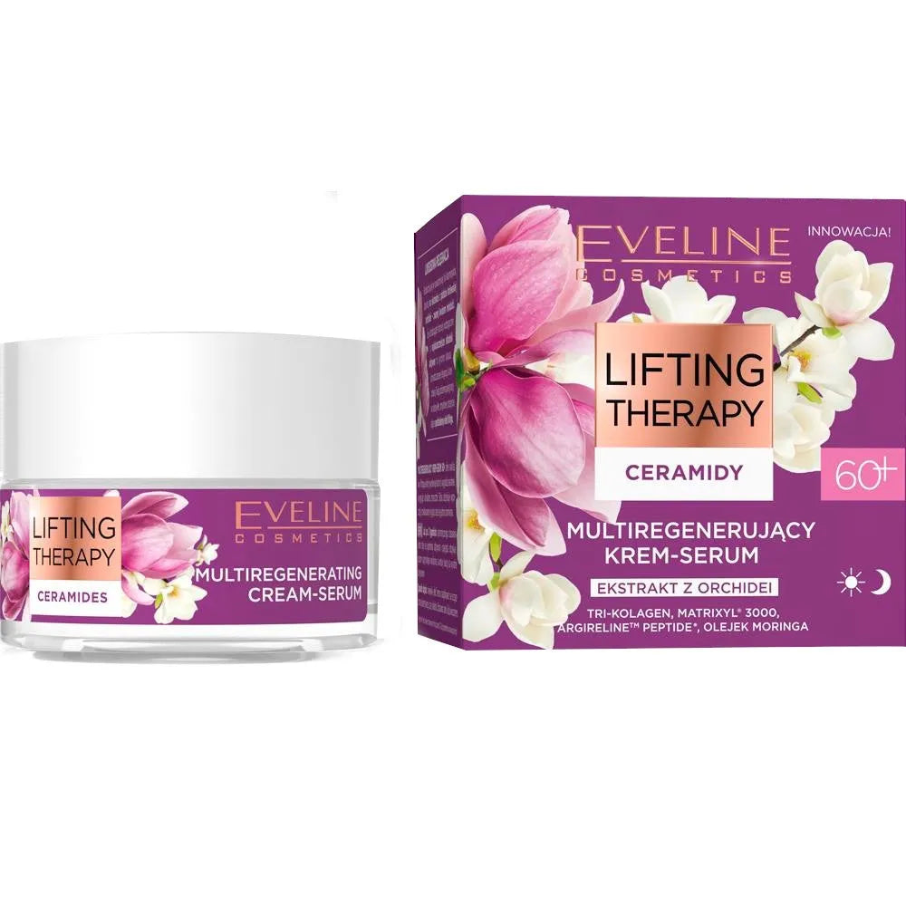 Eveline Lifting Therapy Ceramidy 60+ Multiregenerating Dienos ir Nakties Kremas-Serumas 50ml - Kosmetika
