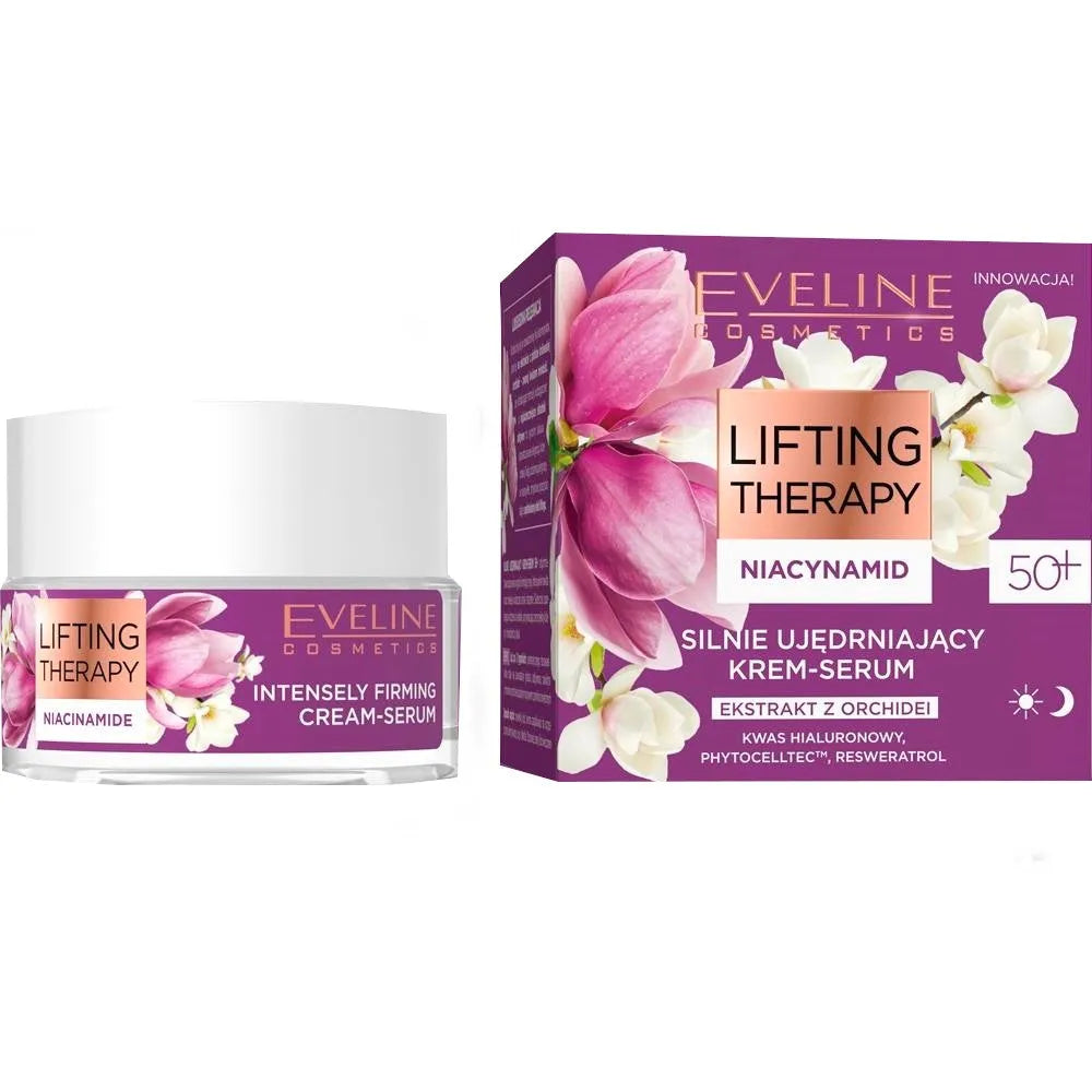 Eveline Lifting Therapy Niacinamide 50+ Stipriai Stangrinantis Dienos ir Nakties Kremas-Serumas 50ml - Kosmetika