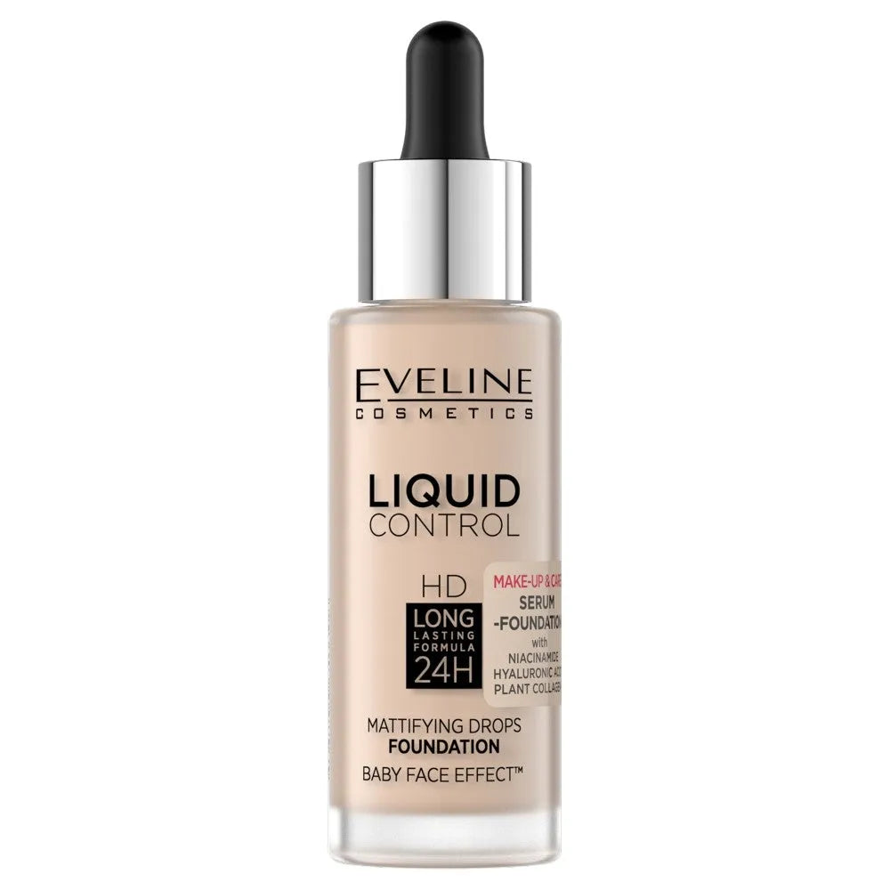 Eveline Liquid Control HD Foundation su pipete nr. 002 Švelni porcelianas 32ml - Kosmetika