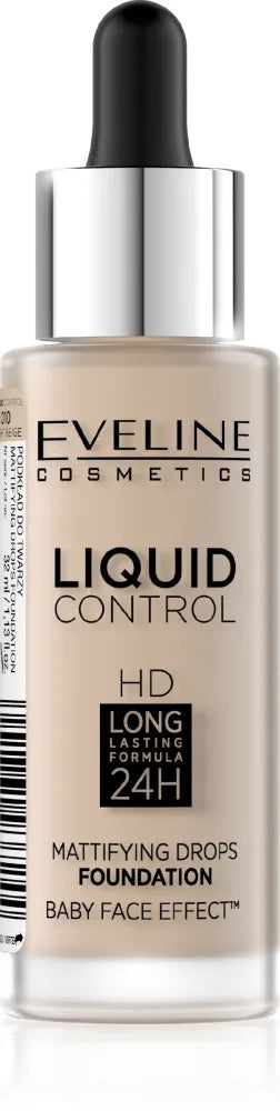 Eveline Liquid Control HD Foundation su pipete nr. 010 Šviesiai Bežinė 32ml - Kosmetika