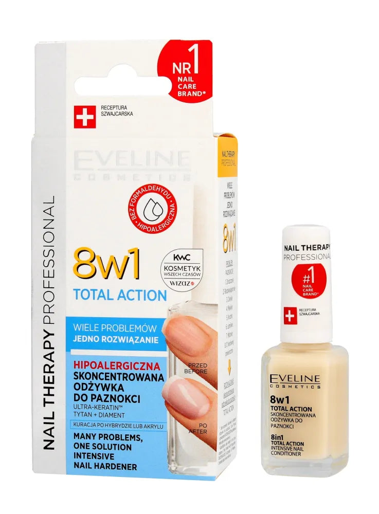 Eveline Nail Therapy 8in1 Total Action Nagų lakas gydymas 12ml - Kosmetika