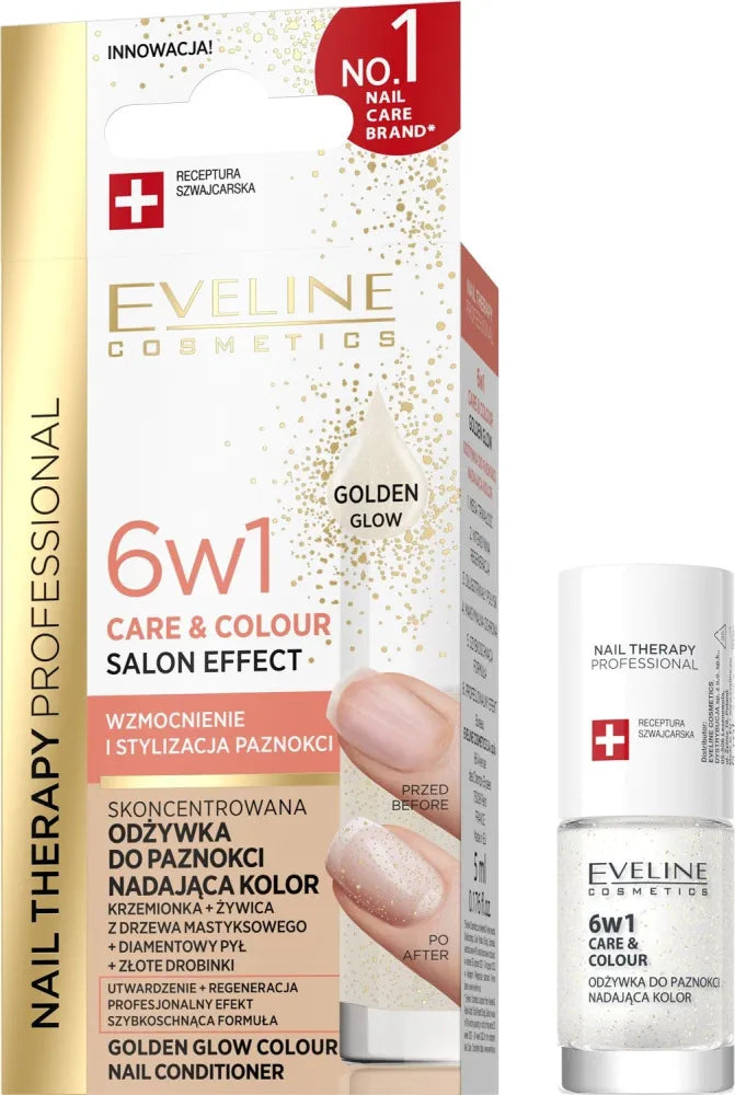 EVELINE Nail Therapy Professional Koncentruotas Nagų Kondicionierius teikiantis spalvą 6in1 Priežiūra ir Spalva Salonų