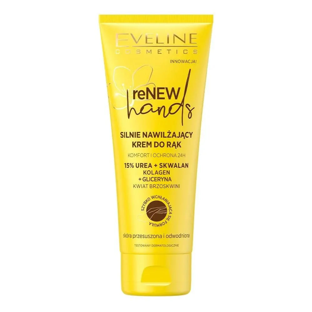 Eveline Renew Hands Strongly Moisturizing Peach Flower Hand Cream sausai ir dehidratuotai odai 75ml - Kosmetika