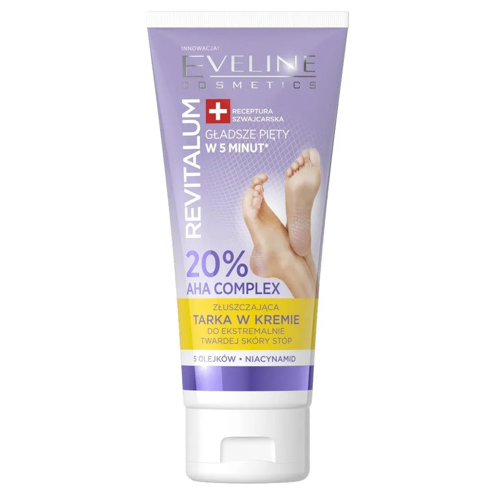 Eveline Revitalum Exfoliating Tarka kremas labai kietai pėdų odai - 20% AHA kompleksas 75ml - Kosmetika