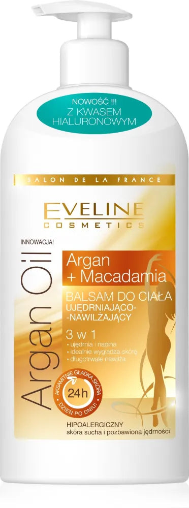 Eveline Salon De La France Stangrinanti ir drėkinanti kūno losjonas 3in1 Argan Oil & Macadamia 350ml - Kosmetika