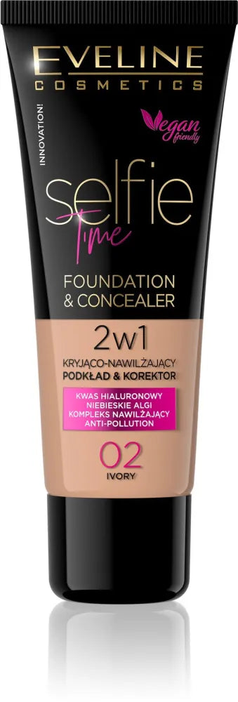 Eveline Selfie Time Foundation 2in1 dengiantis-drėkinantis nr. 02 Ivory 30ml - Kosmetika
