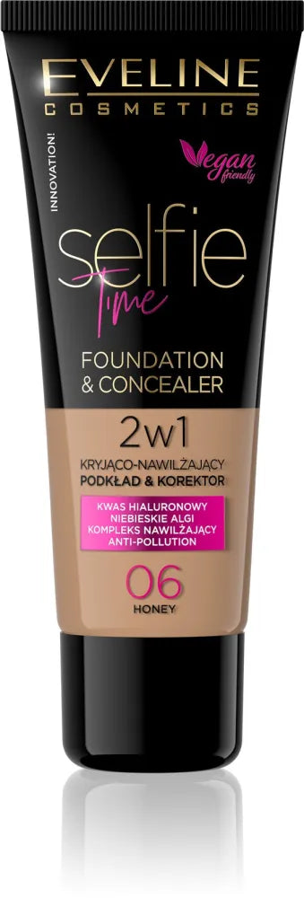Eveline Selfie Time Foundation 2in1 dengiantis-drėkinantis nr. 06 Medus 30ml - Kosmetika