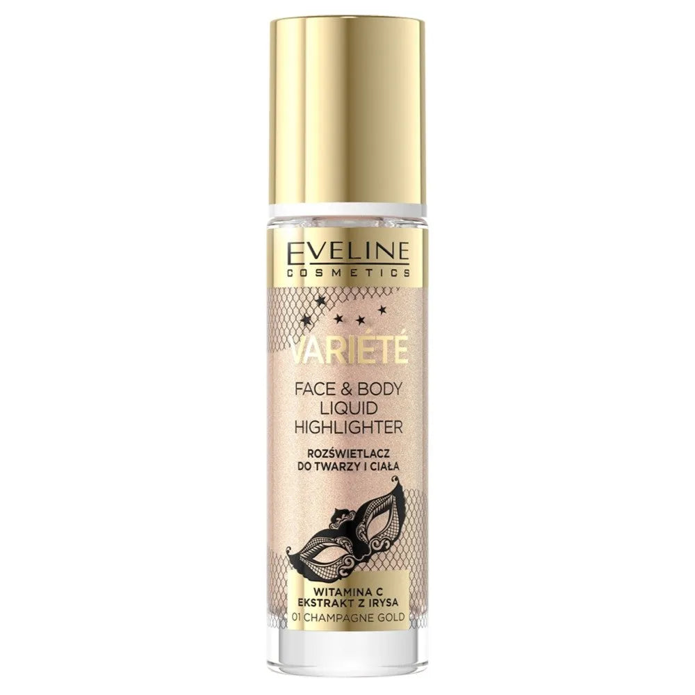 Eveline Variety Highlighter veidui ir kūnui 01 Champagne Gold 30ml - Kosmetika