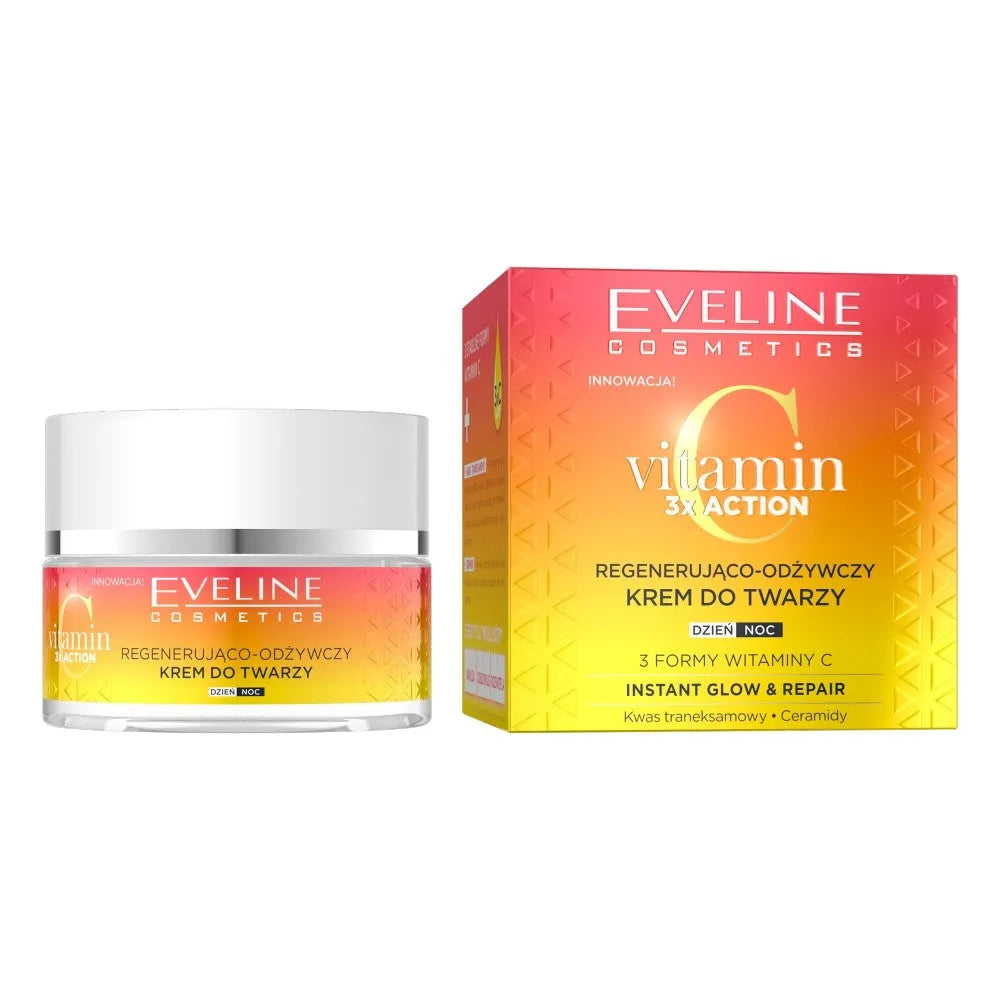 EVELINE Vitamin C 3xAction Regeneruojantis - Maitinantis Dienos ir Nakties Veido Kremas 50ml - Kosmetika