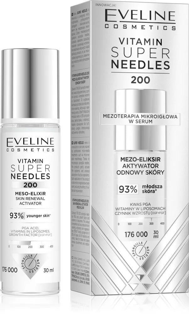 EVELINE Vitamin Super Needles 200 Meso-elixir skin renewal activator 30 ml - Kosmetika