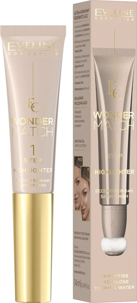 EVELINE Wonder Match Ultra-matte Highlighter in tube with applicator 14 ml - Kosmetika