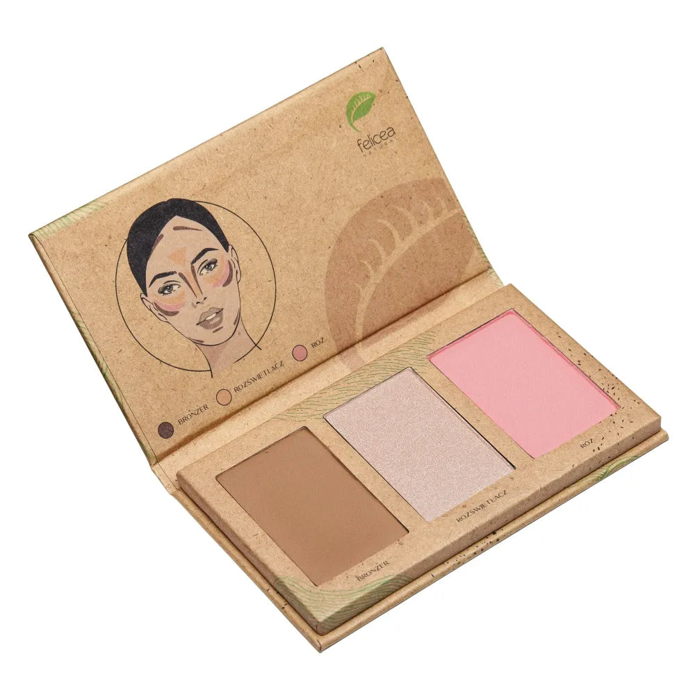 FELICEA Trio Palette of three natural face contouring shadows 301 Light 9.4 g - Kosmetika