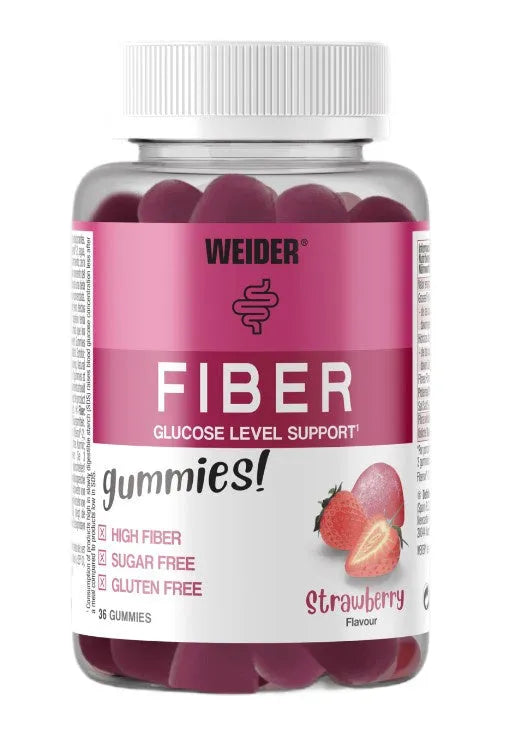 Fiber Strawberry - 36 gummies - Weider - Sporto papildai
