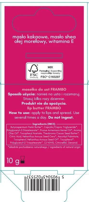 FLOSLEK Frambo Lip Butter 10 g - Kosmetika