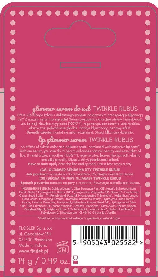 FLOSLEK Glimmer Lip Serum Twinkle Rubus 14 g - Kosmetika