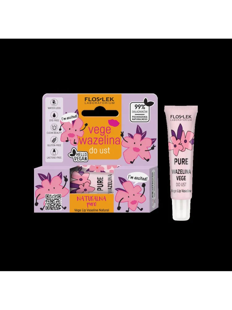 Floslek Lip Care Vege Vaseline for lips Grynai - natūralus 10g - Kosmetika