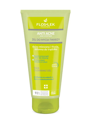 FLOSLEK Pharma Anti-Acne 24H System valymo gelis mišriai riebiai ir linkusiai į spuogus odai 200ml - Kosmetika