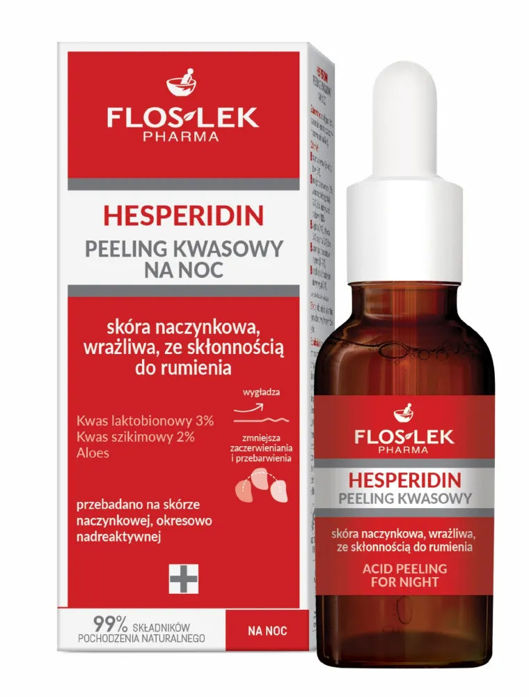FLOSLEK Pharma Hesperidin Night Peeling Acid - kapiliarinė jautri oda linkusi į paraudimą 30ml - Kosmetika