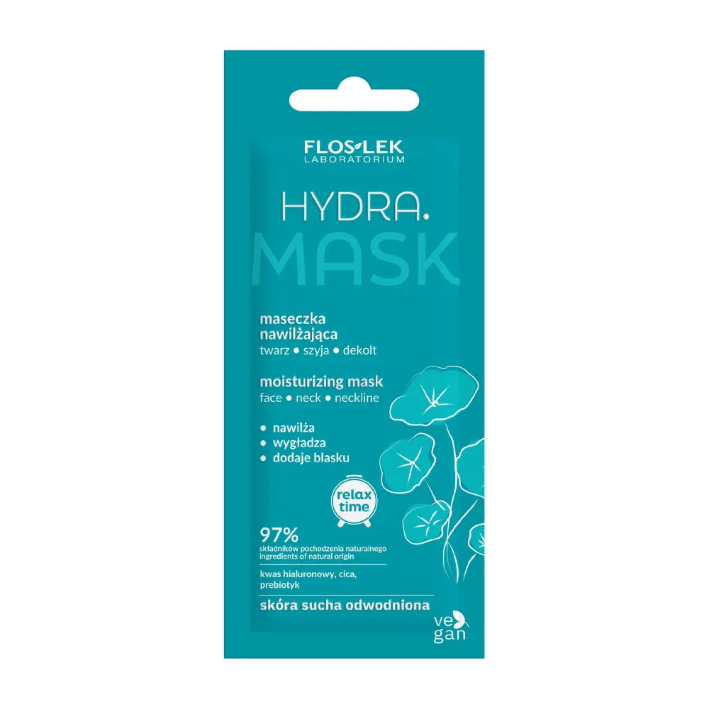 FLOSLEK Relax Time drėkinanti Hydra kaukė veidui kaklui ir dekoltė 6ml - Kosmetika