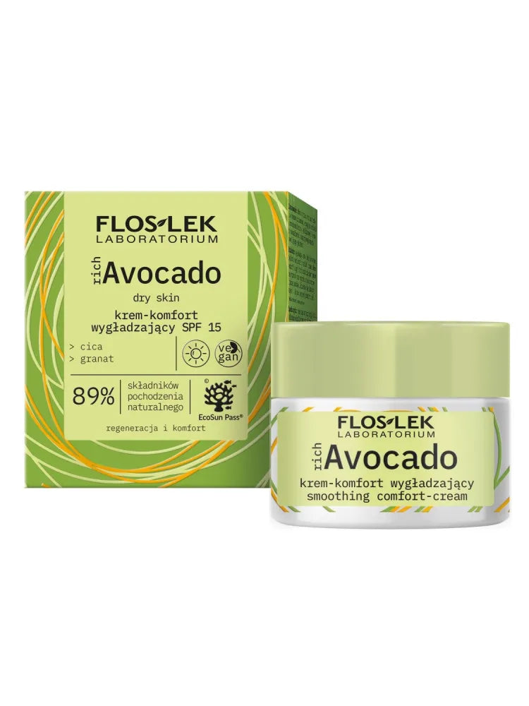 FLOSLEK richAvocado Comfort Cream glotninantis SPF15 dienai - sausai odai 50ml - Kosmetika