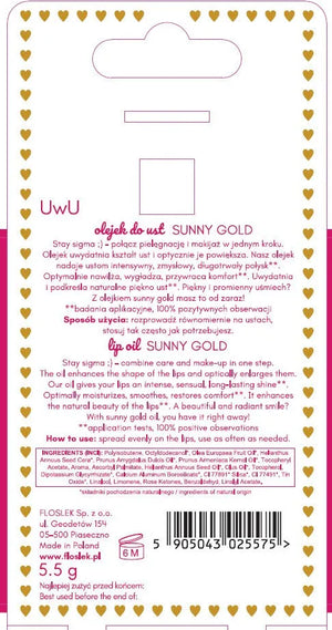 FLOSLEK Sunny Gold Lip Oil 5.5 g - Kosmetika