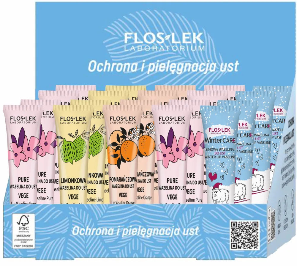 FLOSLEK Vegan Lūpų Vazelino Rinkinys - apsaugos ir priežiūros mišinys iš 20 vnt. - Kosmetika