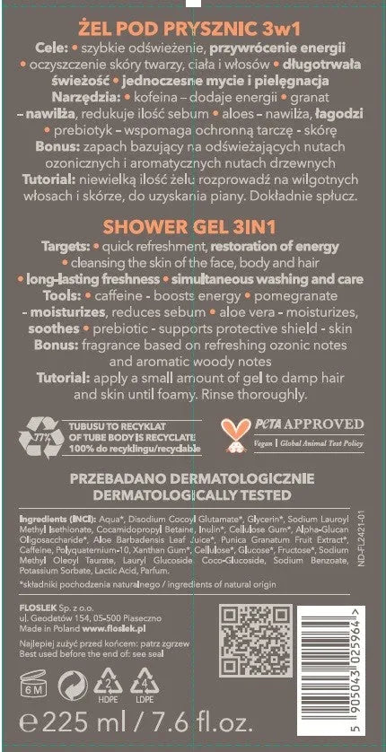 FLOSMEN 3-in-1 Shower Gel 225 ml - Kosmetika