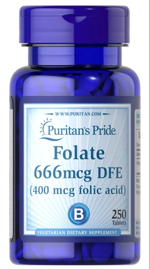Folate 666mcg - 250 tablets - Puritan’s Pride - Papildai