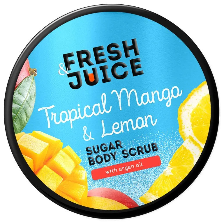 FRESH JUICE Sugar body scrub Tropical mango and lemon 200 ml - Kosmetika