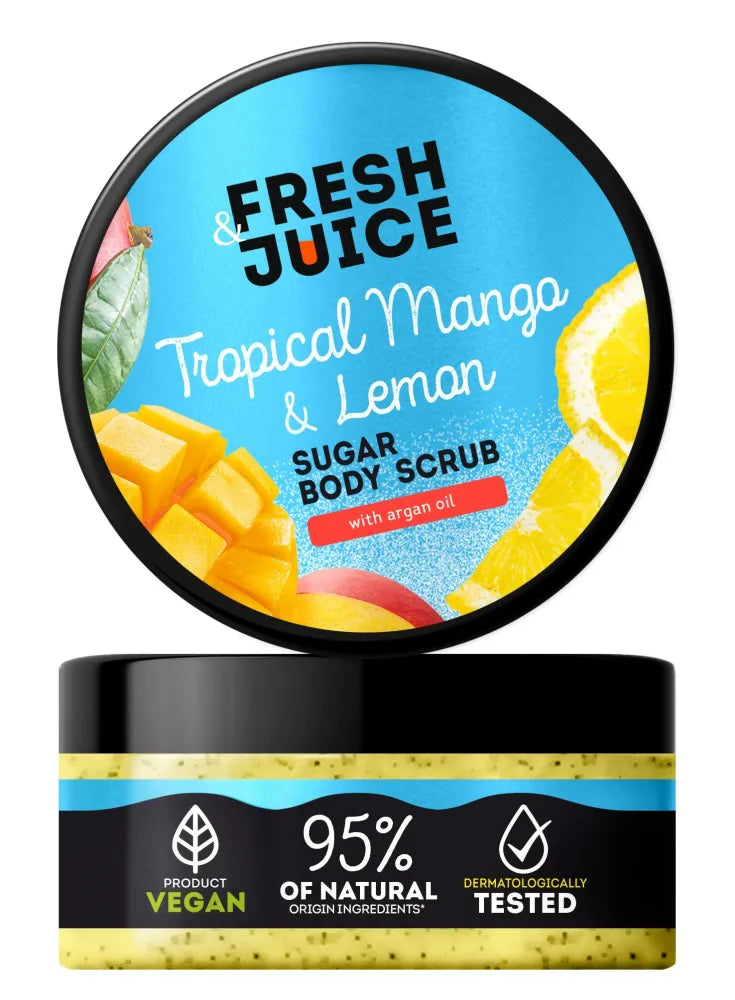 FRESH JUICE Sugar body scrub Tropical mango and lemon 200 ml - Kosmetika