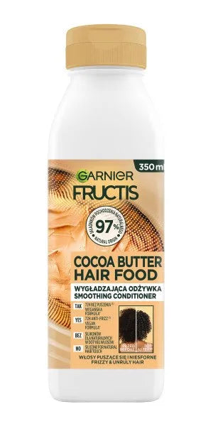 Fructis Hair Food Smoothing Conditioner Cocoa Butter - skirtas garbanotiems ir nepaklusniems plaukams 350ml - Kosmetika