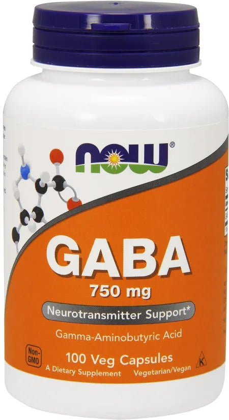 GABA 750mg - 100 vcaps - NOW Foods - Papildai