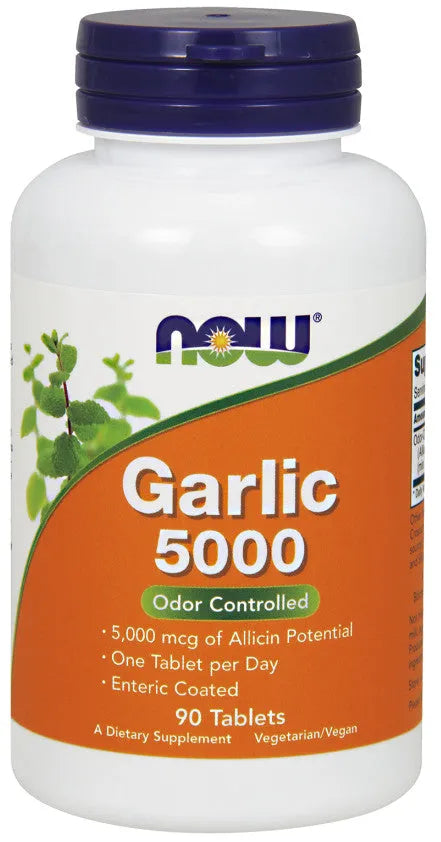 Garlic 5000 Odor Controlled - 90 tablets - NOW Foods - Papildai