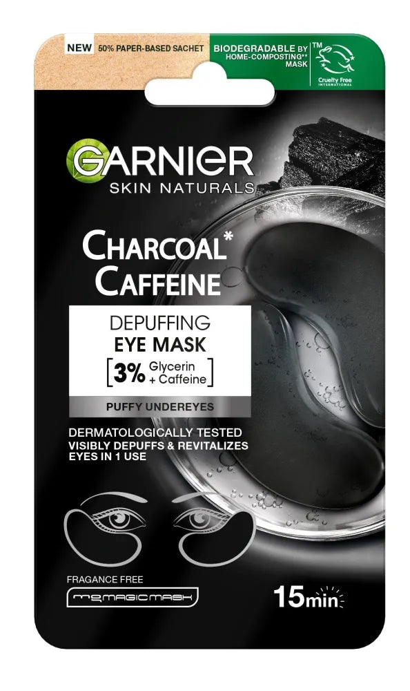 GARNIER Skin Naturals Eye patches with activated carbon and caffeine - prieš paburkimą 5g - Kosmetika
