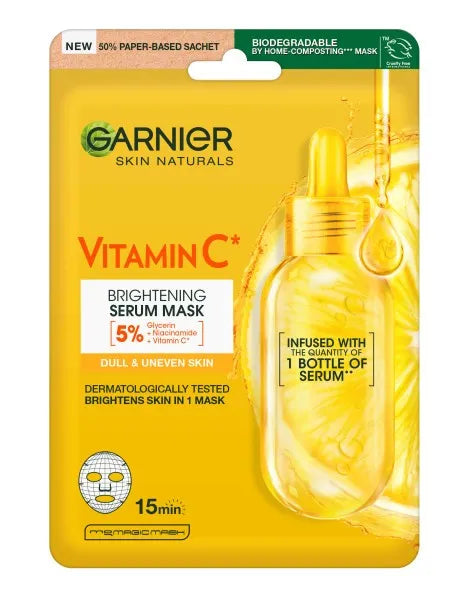 Garnier Skin Naturals Vitamin C Intensyviai drėkinanti audinio kaukė 28g - Kosmetika