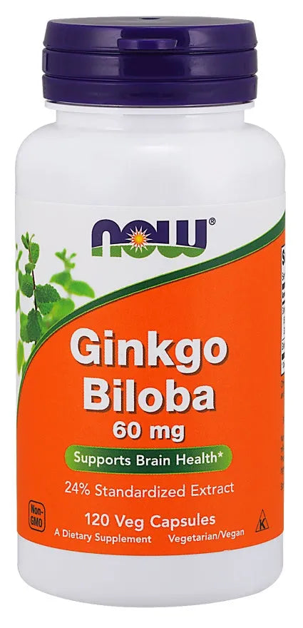 Ginkgo Biloba 60mg - 120 vcaps - NOW Foods - Papildai