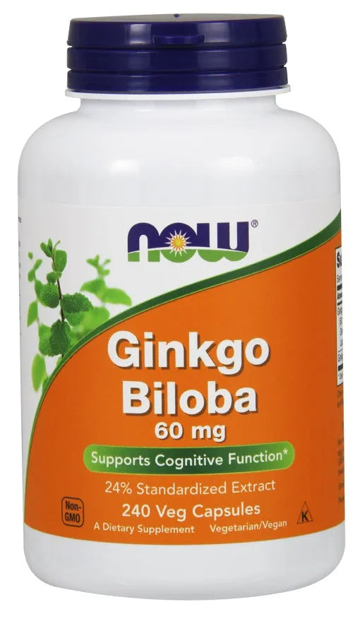 Ginkgo Biloba 60mg - 240 vcaps - NOW Foods - Papildai
