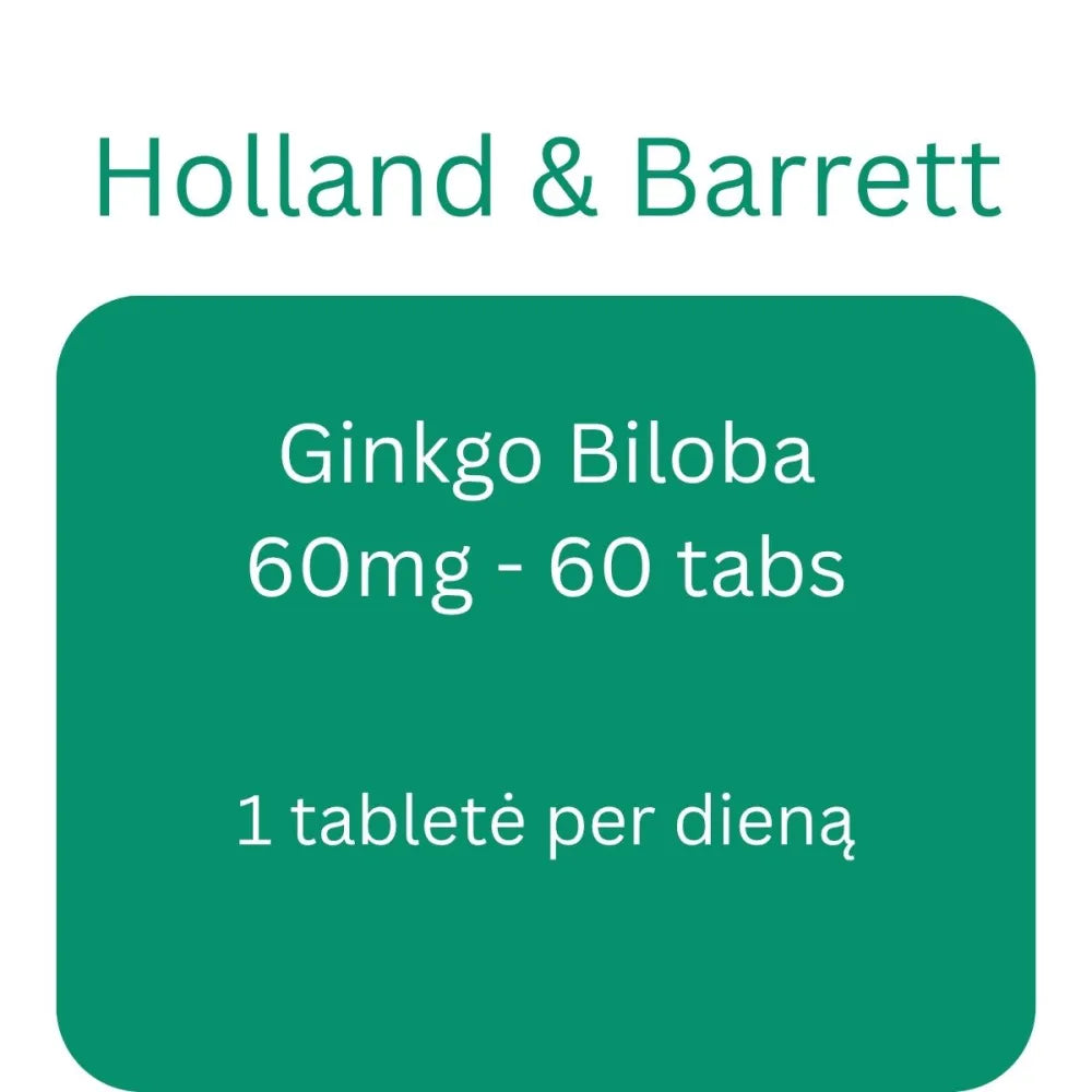 Ginkgo Biloba 60mg - 60 coated tablets - Holland & Barrett - Papildai
