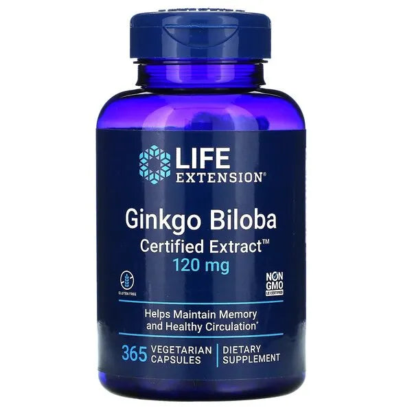 Ginkgo Biloba Certified Extract 120mg - 365 vcaps - Life Extension - Papildai
