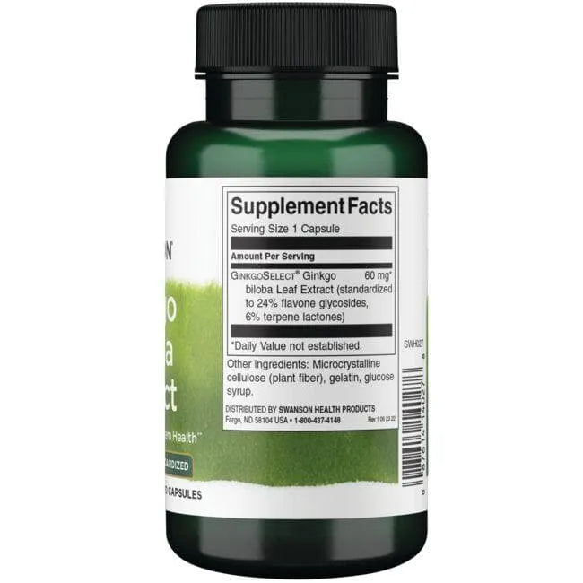 Ginkgo Biloba Extract - 60 mg - N120 - Swanson - Papildai