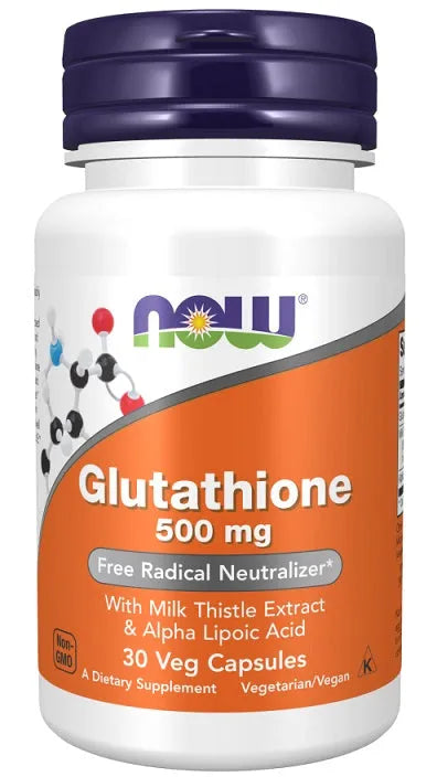Glutathione with Milk Thistle Extract & Alpha Lipoic Acid 500mg - 30 vcaps - NOW Foods - Papildai