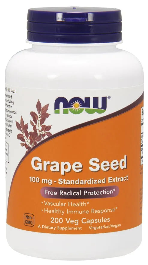 Grape Seed Standardized Extract 100mg - 200 vcaps - NOW Foods - Papildai