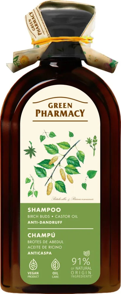 GREEN PHARMACY Anti-dandruff shampoo Birch buds and Castor oil 350 ml. - Kosmetika