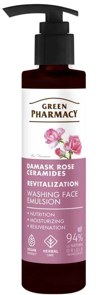 GREEN PHARMACY Damask Rose + Ceramides Revitalizing Face Wash Emulsion 150 ml. - Kosmetika