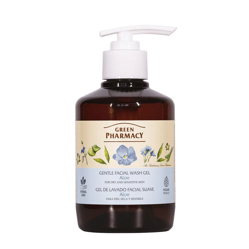 Green Pharmacy Delicate Face Wash Gel Aloe - sausai ir jautriai odai 270ml - Kosmetika