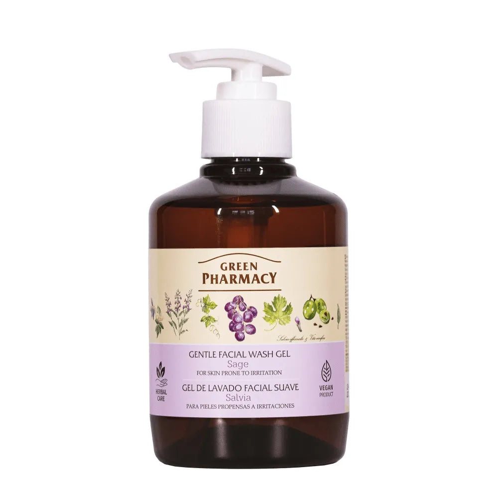 Green Pharmacy Delicate Face Wash Gel Sage - jautriai odai 270ml - Kosmetika