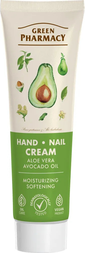 GREEN PHARMACY Hand and Nail Cream Aloe Vera Avocado Oil 100 ml - Kosmetika