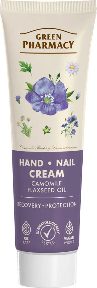 GREEN PHARMACY Hand and Nail Cream Chamomile Linseed Oil 100 ml - Kosmetika